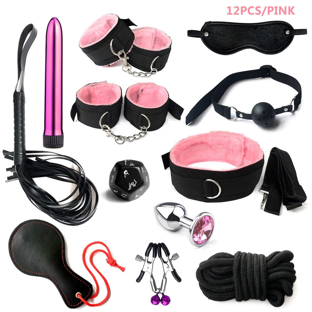 G spoter Bondage Set with Metal Anal Plug and Dice Game - 12 Pcs