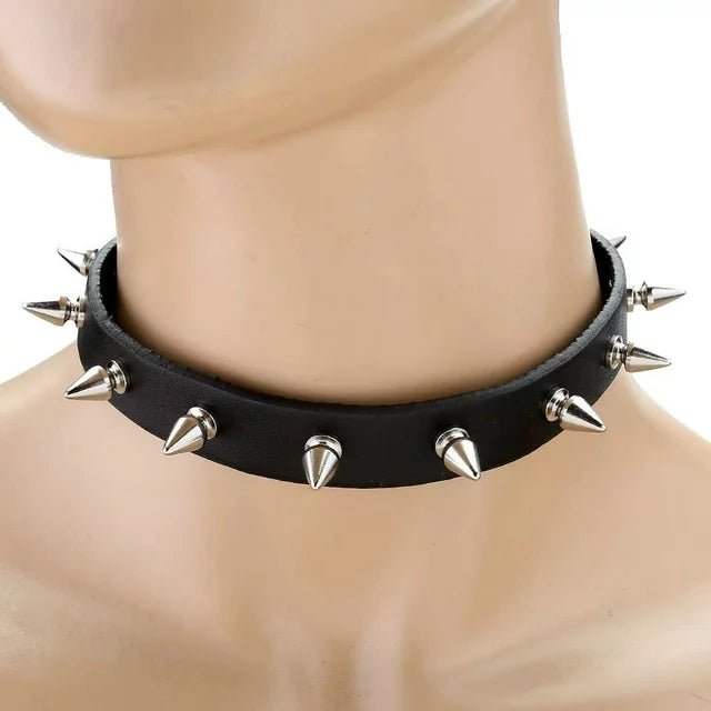 Spike Synthetic Leather Collar - Choker