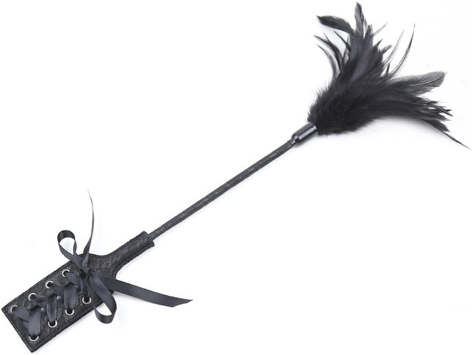 Feather Whip - Paddle with lace - Black