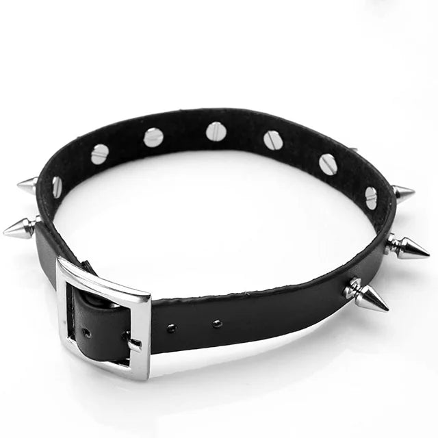 Spike Synthetic Leather Collar - Choker