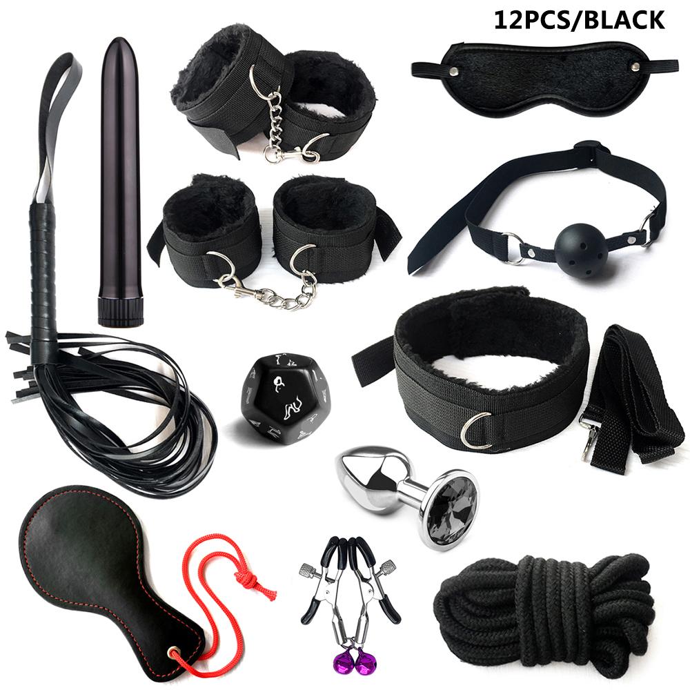 G spoter Bondage Set with Metal Anal Plug and Dice Game - 12 Pcs