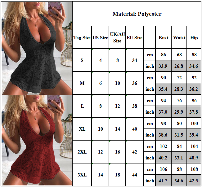 Women's Sexy Lingerie Lace Mini Dress Babydoll Nightwear Underwear