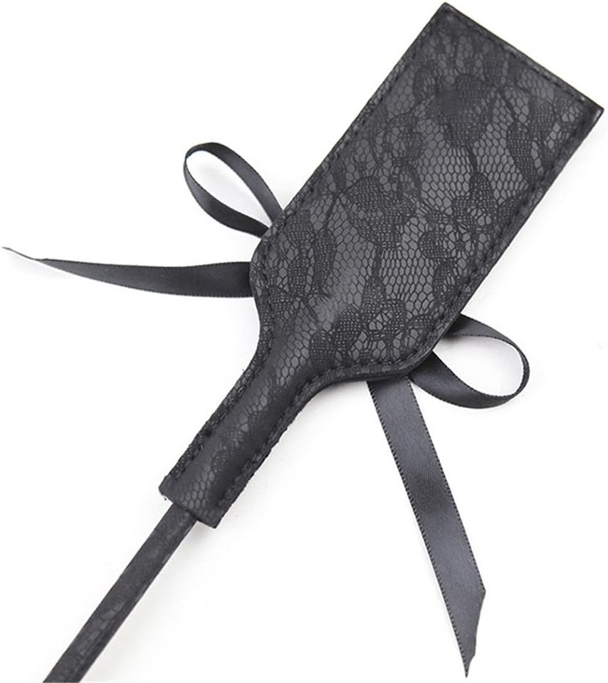 Feather Whip - Paddle with lace - Black