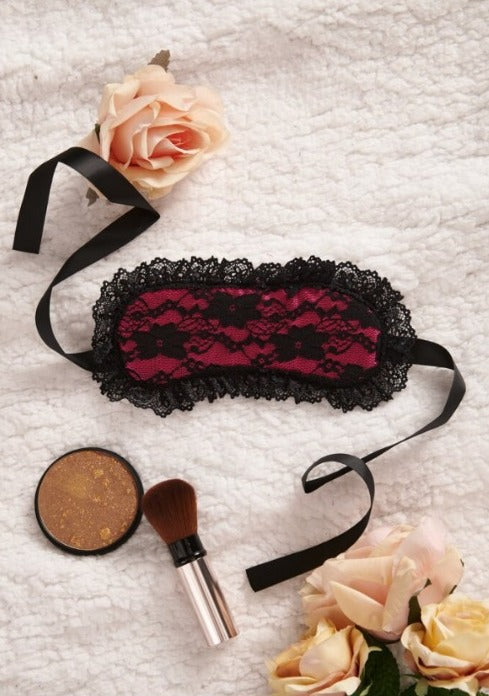 BDSM - Red Blindfold in Lace and Satin