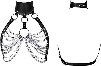 Female Punk Harness Bra Body Chains Jewelry PU Leather