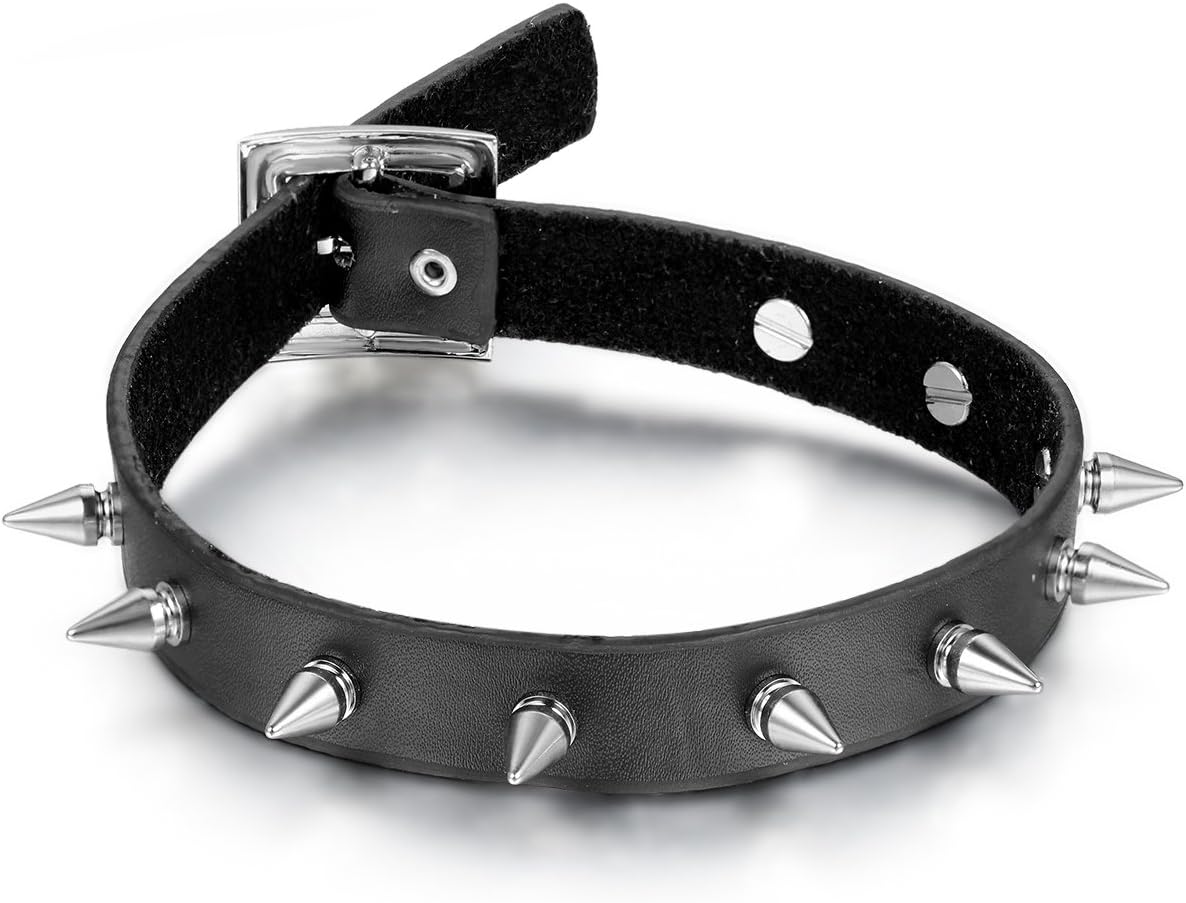 Spike Synthetic Leather Collar - Choker