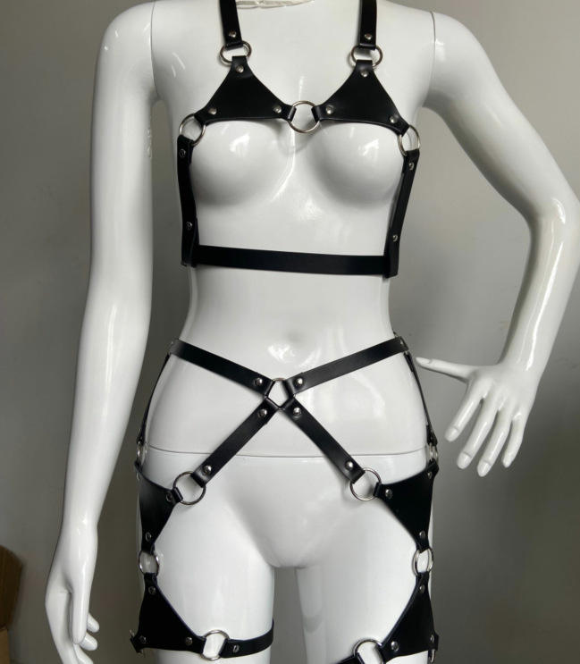 Female Synthetic Leather Body Harness Set