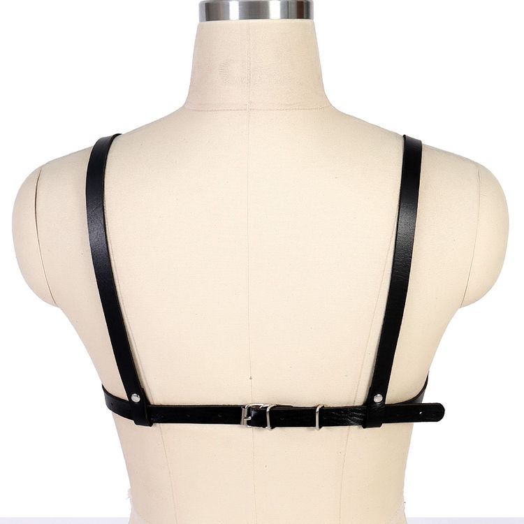 Synthetic Leather Harness Bra for Women