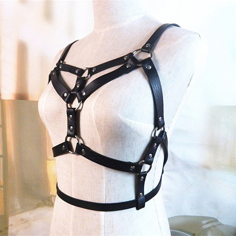 Female Synthetic Leather Body Harness Accessory