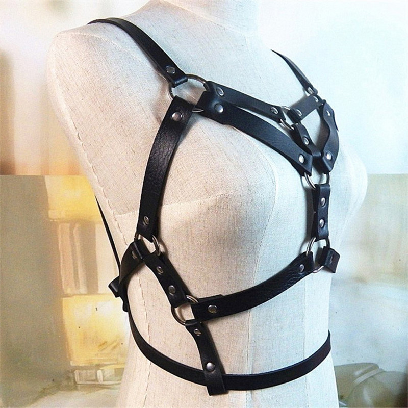 Female Synthetic Leather Body Harness Accessory