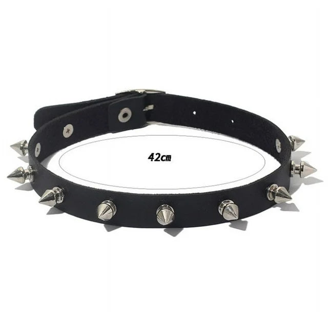 Spike Synthetic Leather Collar - Choker