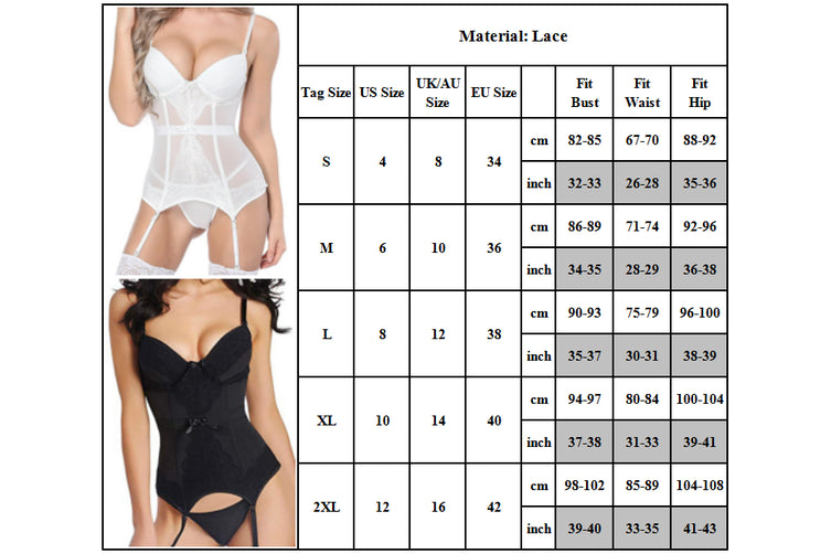 Sexy White Corset Lingerie Set  lingerie and bodysuit