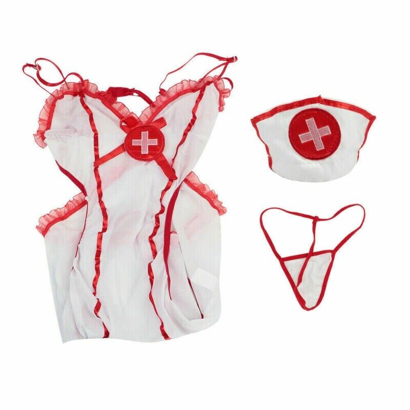 Naughty hot nurse dress suit in see-through mesh