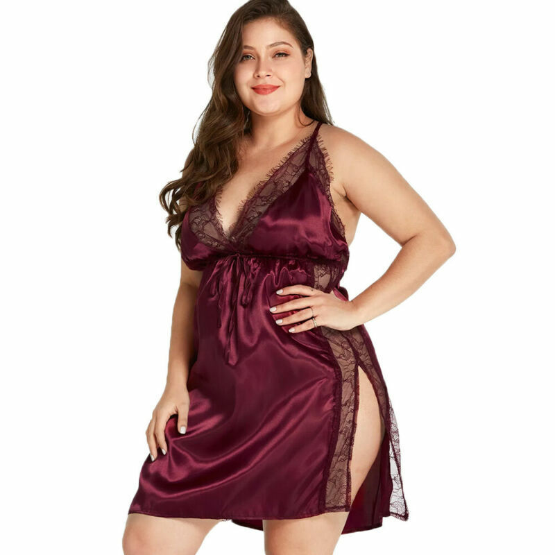 Elegant Plus Size Satin And Lace Nightgown