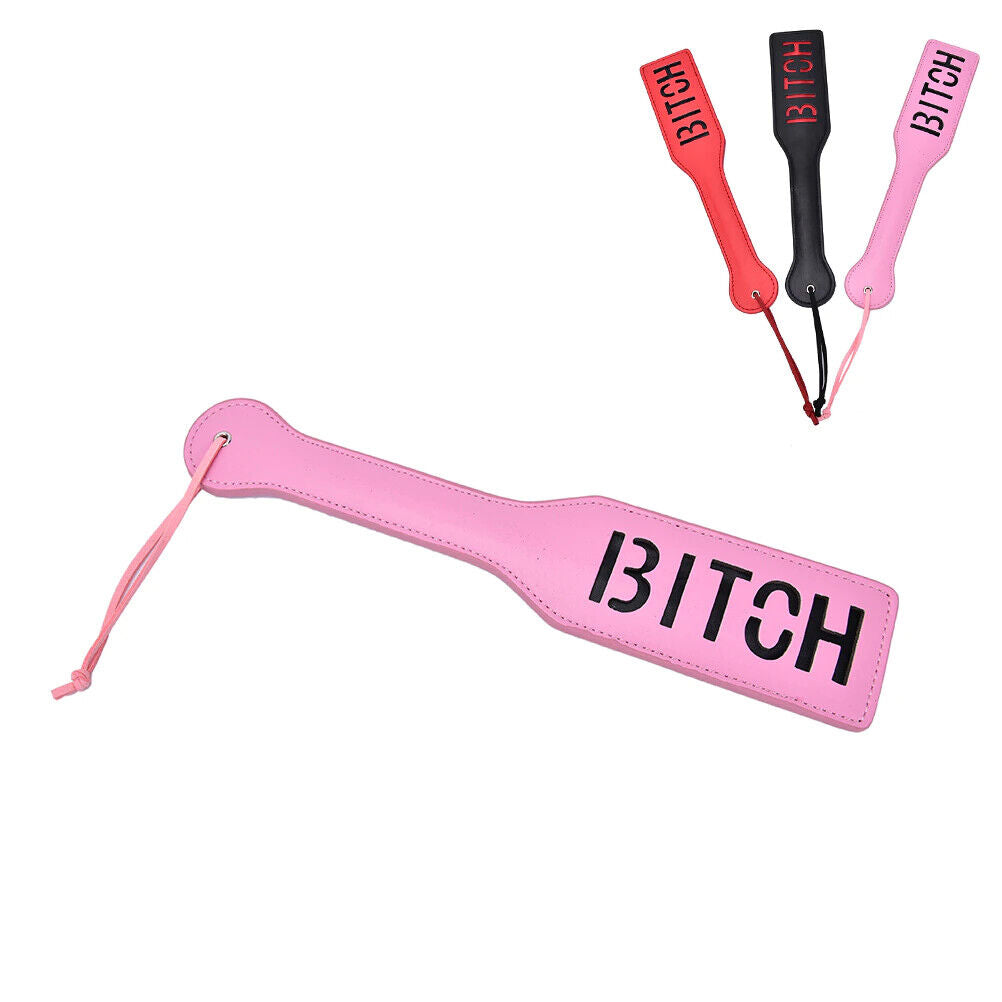 BITCH - Synthetic Leather Spanking Paddle for Adults