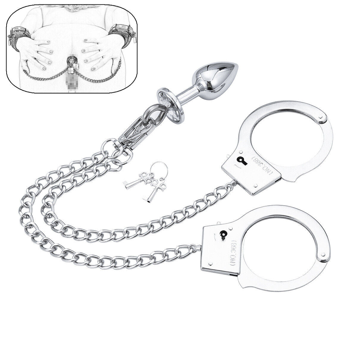 Handcuffs with Anal Plug Butt - Bondage BDSM