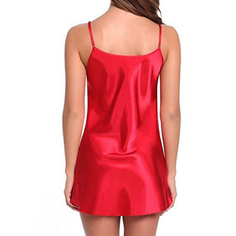 Women's comfortable satin nightgown with spaghetti straps