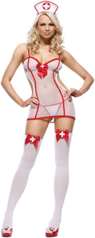 Naughty hot nurse dress suit in see-through mesh