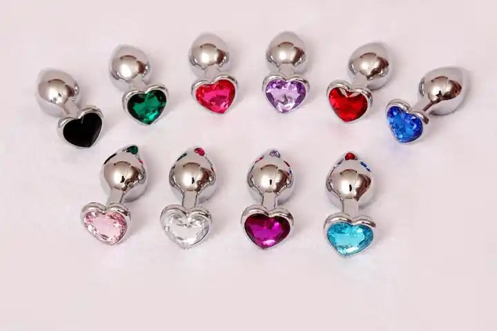 Precious Silver - Stainless Steel Anal Plug With Crystal Jewel - 3 Pcs