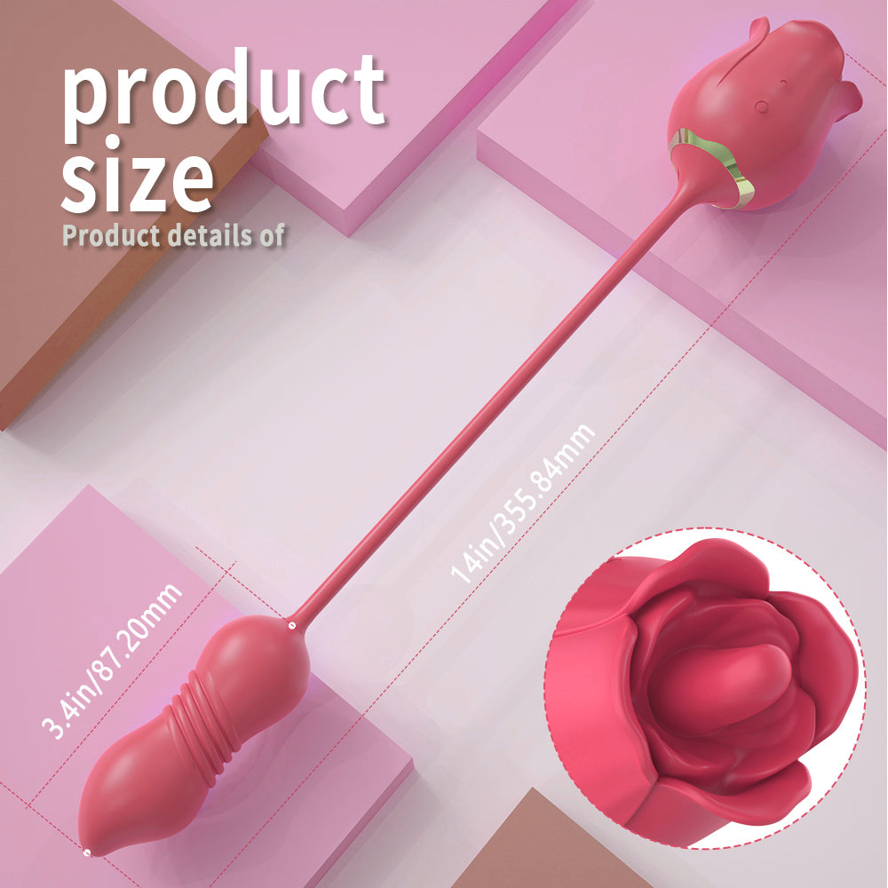 Rose Pro 7 - Dual Purpose Vibrator Tongue with Moving Butt Plug