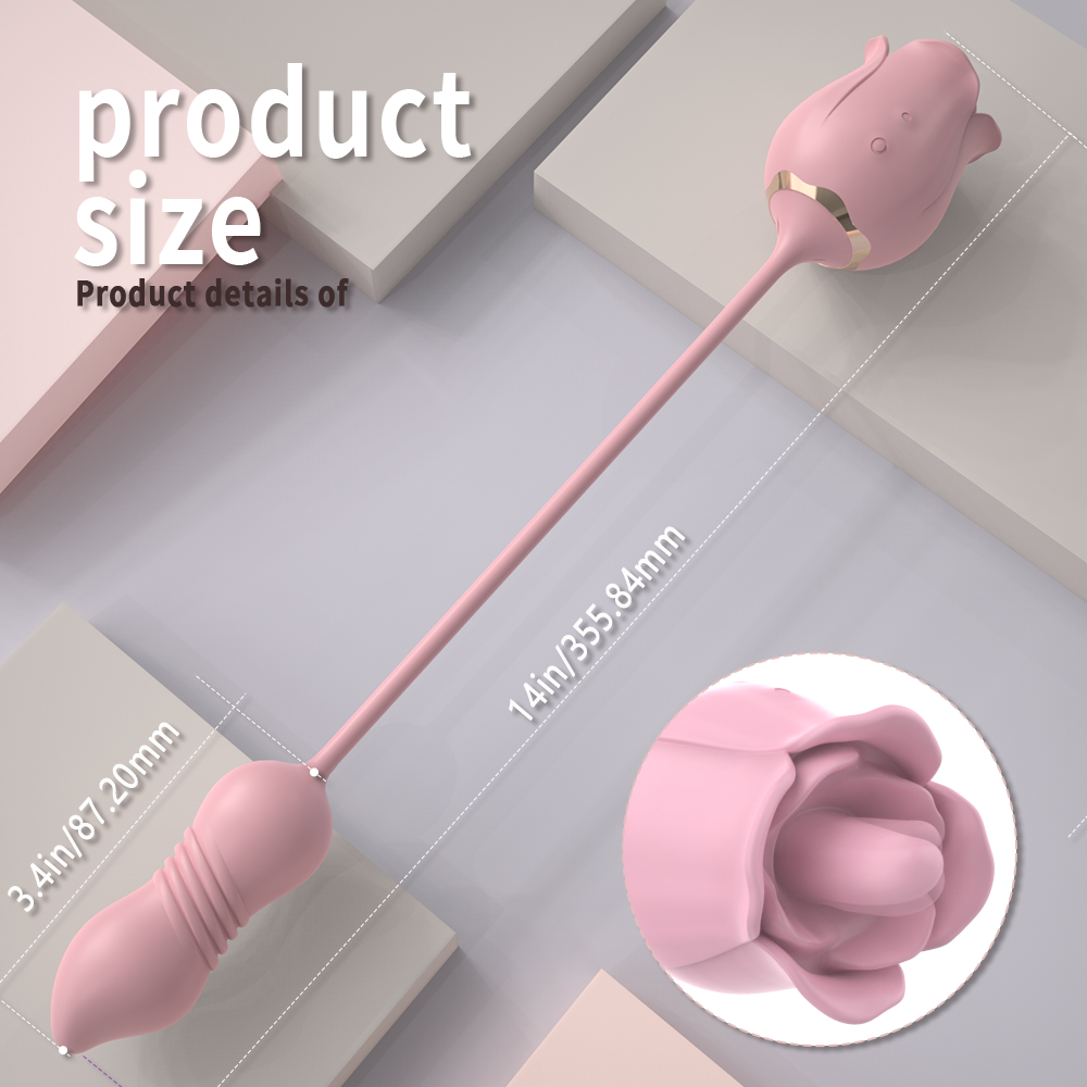 Rose Pro 7 - Dual Purpose Vibrator Tongue with Moving Butt Plug