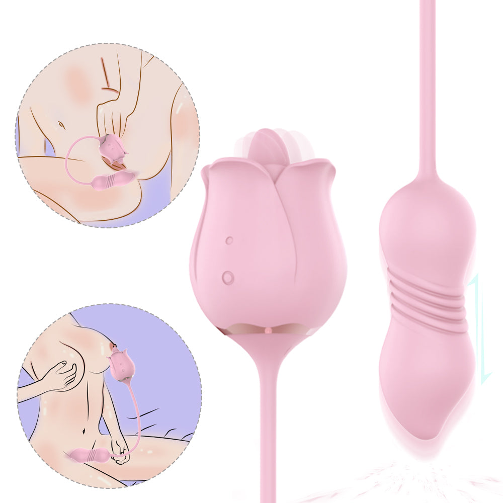 Rose Pro 7 - Dual Purpose Vibrator Tongue with Moving Butt Plug