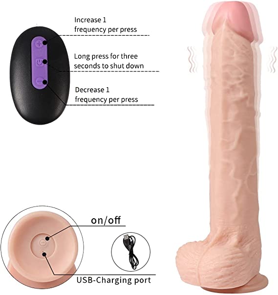 Realistic Dildo with 10 Strong Vibration and Wireless Remote Control