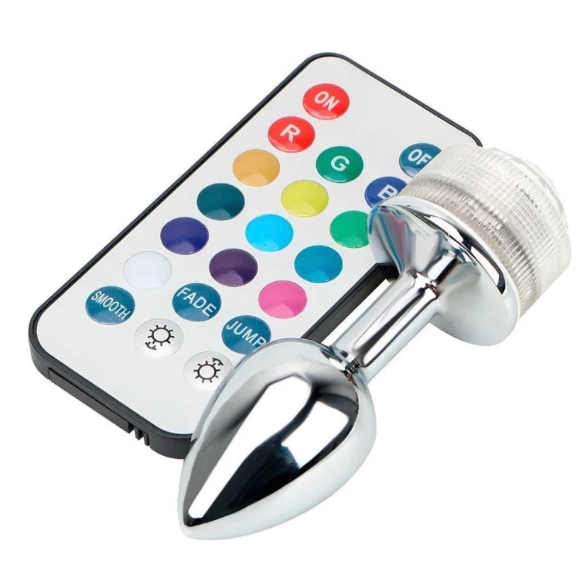 Metal Anal Plug LED 13 Colors and Remote Control