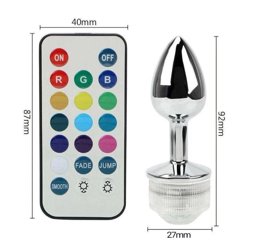 Metal Anal Plug LED 13 Colors and Remote Control