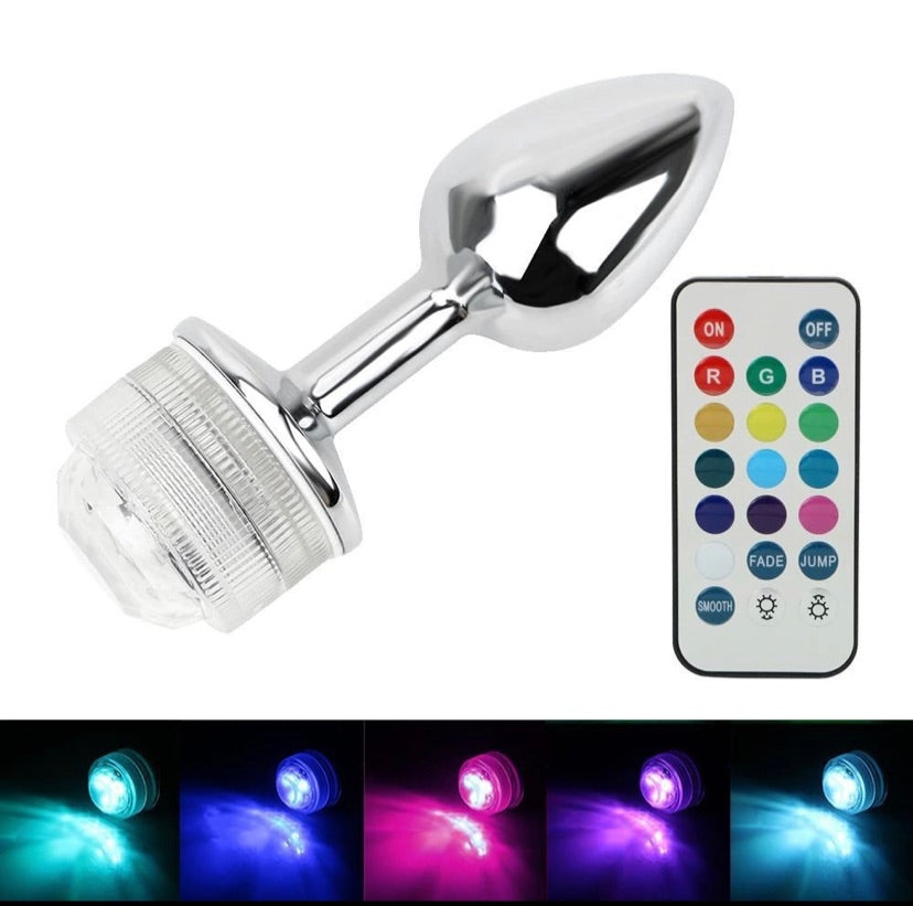 Metal Anal Plug LED 13 Colors and Remote Control