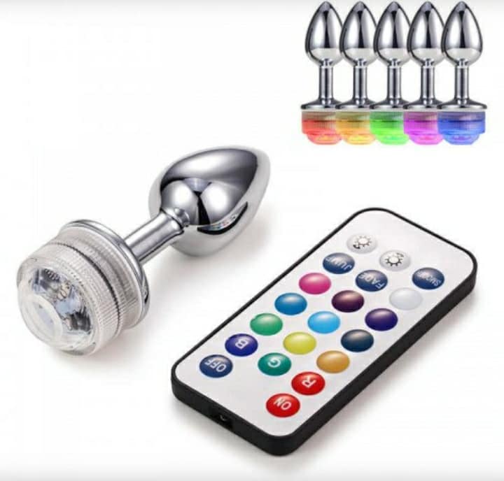 Metal Anal Plug LED 13 Colors and Remote Control